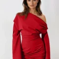 Red Draped Detail Mini Dress
